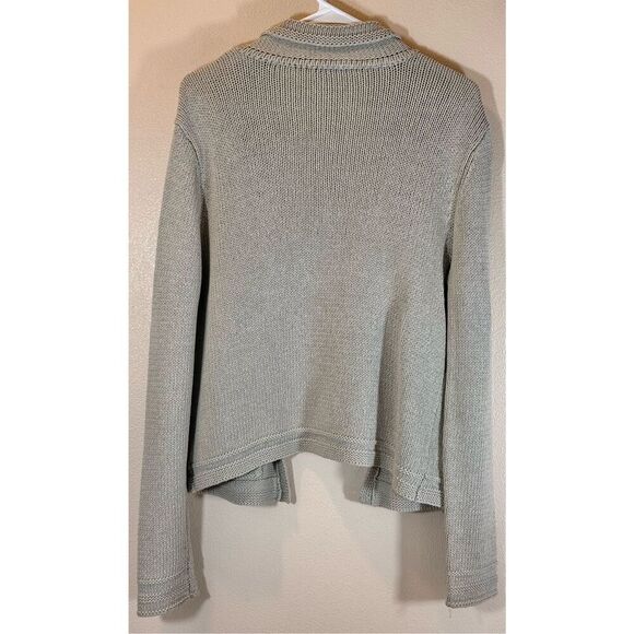 White + Warren Stone Gray Knitted Button Up Collared Cardigan Women's Size Small - Picture 3 of 8